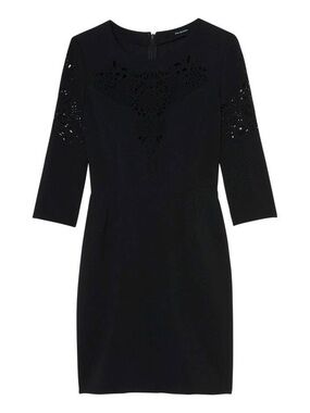 The Kooples Black Long-Sleeve Laser-Cut Sheath Dress size M